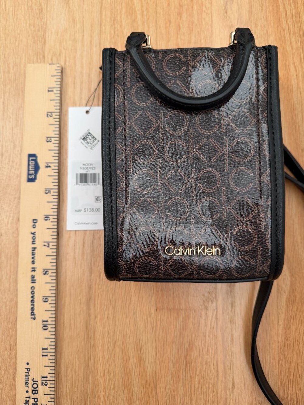 Calvin Klein Monogram Phone Crossbody NWT Brown/Khaki